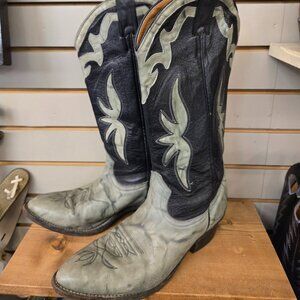 vintage MENS COWBOY BOOTS Boulet two tone marble size 8.5E